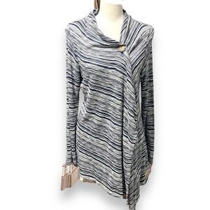 Bobeau‎ Women's Soft Cover-Up Overlap Top Jacket Navy Blue Medium
